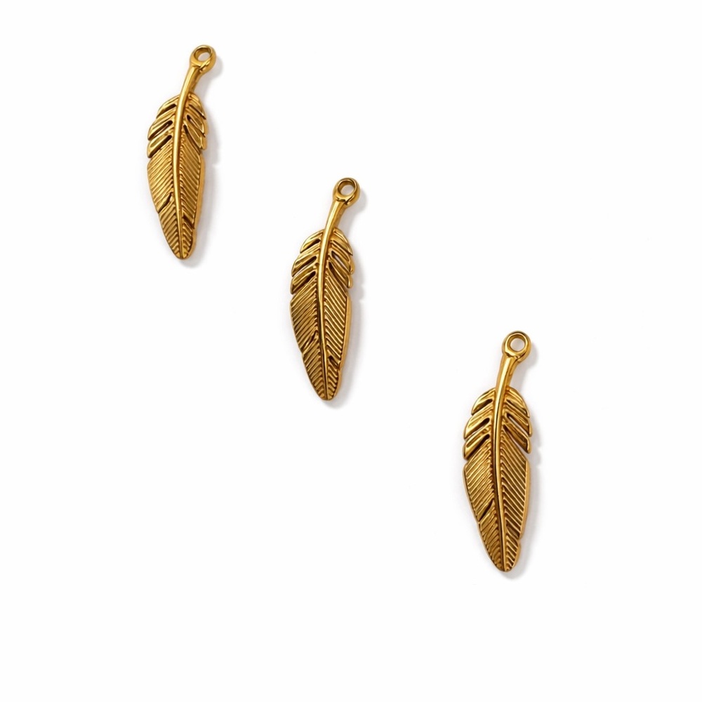 Feather Charm | Gold | Stainless Steel